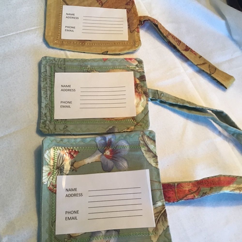 NWOT. Handmade Luggage/Backpack Tags set of 3